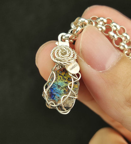 "Supreme" Green-Blue-Gold Diamond Series Leklai Pendant | Sparkling High-Frequency Energy x Four-Color Abundance | Small Raw Stone | Adjustable Clasp | Natural Malaysia Living Stone