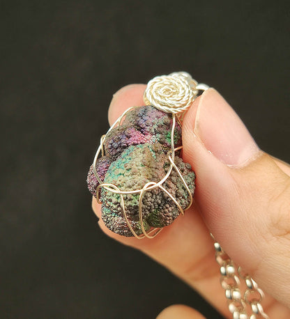 Purple & Green Rainbow Leklai Core Pendant | Small Raw Stone | Career Growth & Spiritual Clarity | Malaysia Natural Leklai