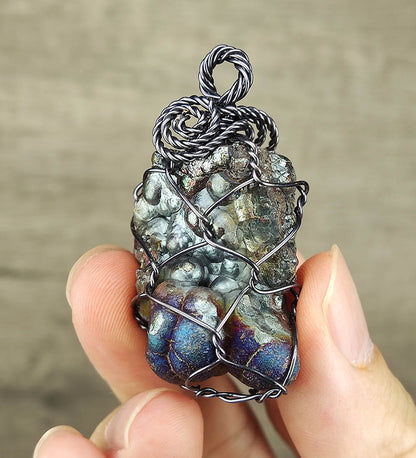 [Superior] Buddha Bead Gallstone Pendant | Blue, Purple & Silver Manifestation | Clarity, Wisdom & Divine Shield
