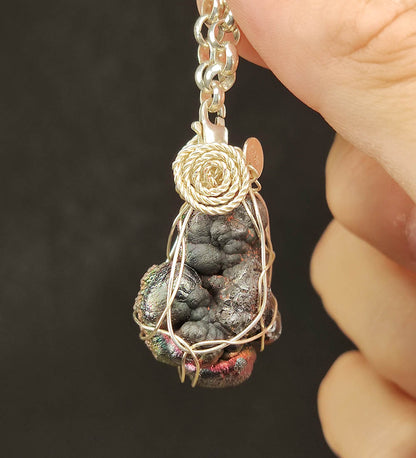 Purple & Green Rainbow Leklai Core Pendant | Small Raw Stone | Career Growth & Spiritual Clarity | Malaysia Natural Leklai