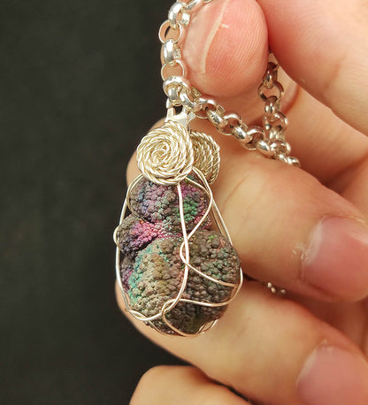 Purple & Green Rainbow Leklai Core Pendant | Small Raw Stone | Career Growth & Spiritual Clarity | Malaysia Natural Leklai