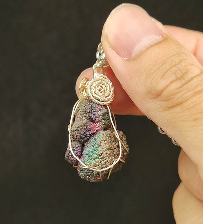 Purple & Green Rainbow Leklai Core Pendant | Small Raw Stone | Career Growth & Spiritual Clarity | Malaysia Natural Leklai