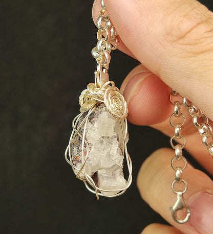 Pure White Crystal Cluster Pendant | Transparent Raw Stone | Purification &amp; Focus Booster | Malaysia Natural Leklai