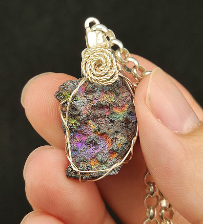 | Mini pendant | Goethite Pendant Copper Wire Wrapped Gemstone Pendant | COLOUR: Purple , Gold ,Orange | 100% natural color |