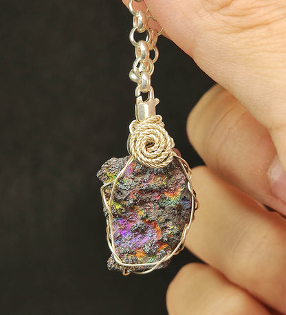 | Mini pendant | Goethite Pendant Copper Wire Wrapped Gemstone Pendant | COLOUR: Purple , Gold ,Orange | 100% natural color |