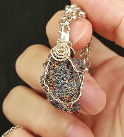 | Mini pendant | Goethite Pendant Copper Wire Wrapped Gemstone Pendant | COLOUR: Purple , Gold ,Orange | 100% natural color |