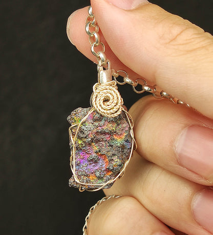 | Mini pendant | Goethite Pendant Copper Wire Wrapped Gemstone Pendant | COLOUR: Purple , Gold ,Orange | 100% natural color |