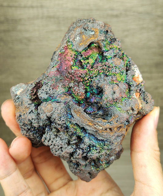 | Top premium rare Iridescent Goethite, Turgite, Hematite, Iridescent | COLOUR: Purple, pink, Green with Orange Quartz | 100% natural color |
