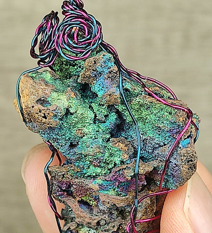 [Top Grade] Rainbow Leklai Large Pendant | Green & Blue Manifestation | Career Vitality & Serene Shield