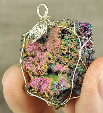 | Goethite Pendant Copper Wire Wrapped Gemstone Pendant | COLOUR: silver, pink, purple, orange, gold | 100% natural color |