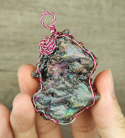 | Goethite Pendant Copper Wire Wrapped Gemstone Pendant | COLOUR: silver, gold, pink, purple | 100% natural color |