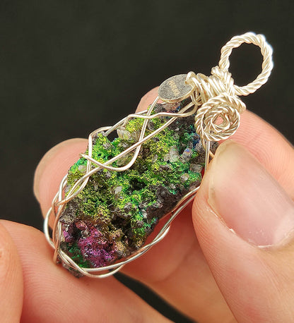"Top Grade Rare" Pink Green Calcite Pendant | Shimmering Series x Mentor & Career Manifestation | Energy Peak Core | Natural Malaysian Leklai