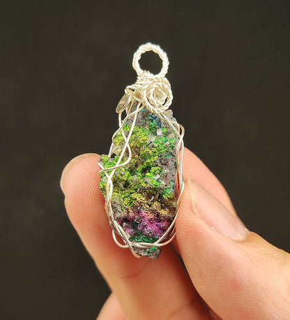 "Top Grade Rare" Pink Green Calcite Pendant | Shimmering Series x Mentor & Career Manifestation | Energy Peak Core | Natural Malaysian Leklai