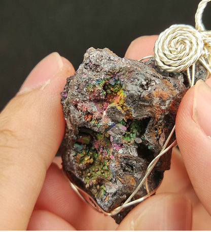 "Top-Grade Rare" Rainbow Mountain Calcite Pendant | Sparkle Series x Orange Crystal Symbiosis | Status, Wealth & Health Anchor | Malaysia Natural Leklai