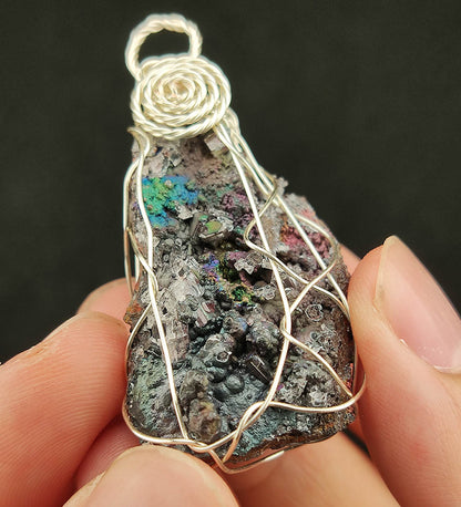 "Top-Grade Rare" Rainbow Mountain Calcite Pendant | Sparkle Series x Orange Crystal Symbiosis | Status, Wealth & Health Anchor | Malaysia Natural Leklai