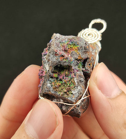 "Top-Grade Rare" Rainbow Mountain Calcite Pendant | Sparkle Series x Orange Crystal Symbiosis | Status, Wealth & Health Anchor | Malaysia Natural Leklai