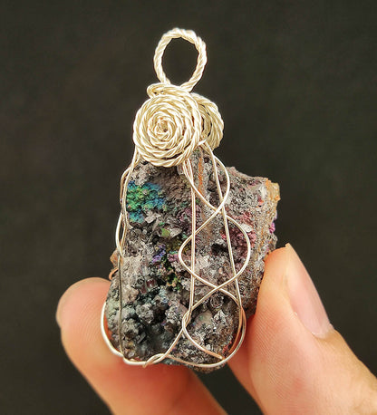 "Top-Grade Rare" Rainbow Mountain Calcite Pendant | Sparkle Series x Orange Crystal Symbiosis | Status, Wealth & Health Anchor | Malaysia Natural Leklai