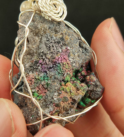 "Superior" Rainbow Calcite Sparkle Pendant | Black, Green, Purple & Gold | Ultimate Protection, Career & Emotional Balance | Malaysia Natural Leklai
