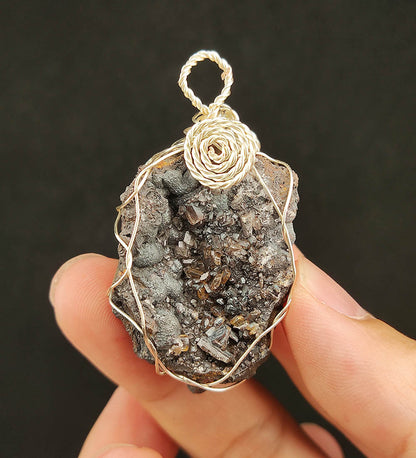 | Goethite Pendant Copper Wire Wrapped Gemstone Pendant | COLOUR: Gold,Turgite with Orange Quartz,Crystal | 100% natural color |