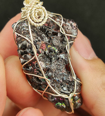 "Top Grade Rare" Black & Rainbow Calcite Core Pendant | Gold-Red Tones | Peak Energy Core | Extreme Wealth & Protection | Natural Malaysian Leklai