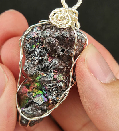 "Top Grade Rare" Black & Rainbow Calcite Core Pendant | Gold-Red Tones | Peak Energy Core | Extreme Wealth & Protection | Natural Malaysian Leklai