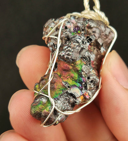 "Top Grade Rare" Black & Rainbow Calcite Core Pendant | Gold-Red Tones | Peak Energy Core | Extreme Wealth & Protection | Natural Malaysian Leklai
