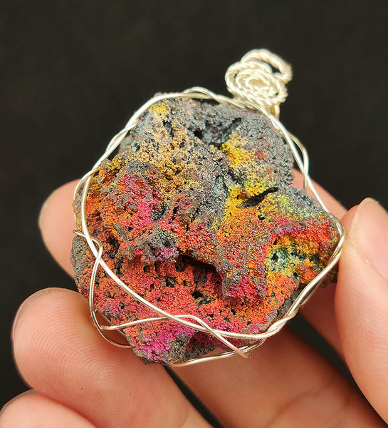 | Goethite Pendant Copper Wire Wrapped Gemstone Pendant | COLOUR: Orange, Silver, Red | 100% natural color |