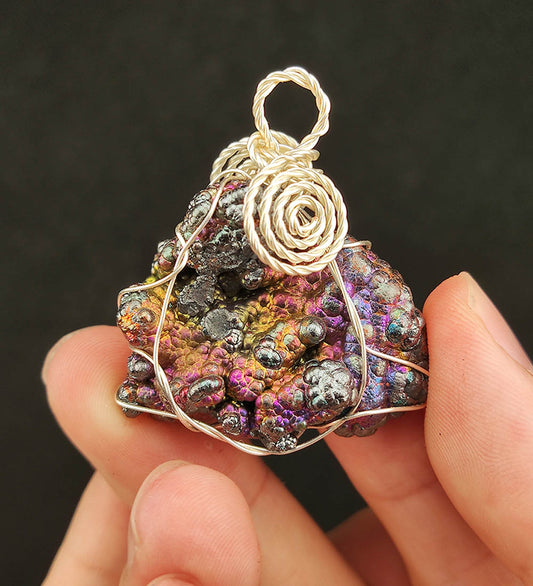 | Goethite Pendant Copper Wire Wrapped Gemstone Pendant | COLOUR: Blue, Purple, Gold, Pink | 100% natural color |