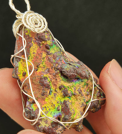 | Goethite Pendant Copper Wire Wrapped Gemstone Pendant | COLOUR: Gold, Purple, Green | 100% natural color |