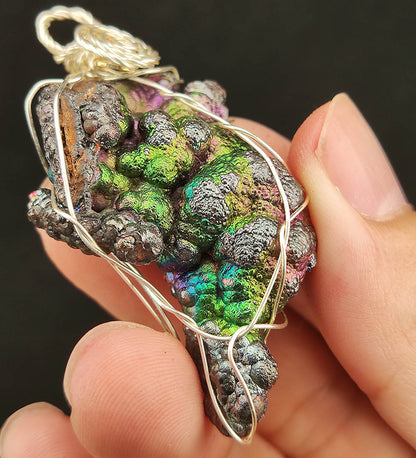 Top Grade "4-Color Synergy" Bodhi Bead Sculpted Pendant | Green x Silver x Pink x Gold | Peak Color Burst Core Material | Career, Mentors & Abundance | Natural Malaysian Leklai | Convertible to Keychain