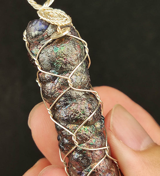 | Goethite Pillar(6 cm) | Goethite Pendant Copper Wire Wrapped Gemstone Pendant | COLOUR: Silver, Green, Pink, Light blue| 100% natural color |