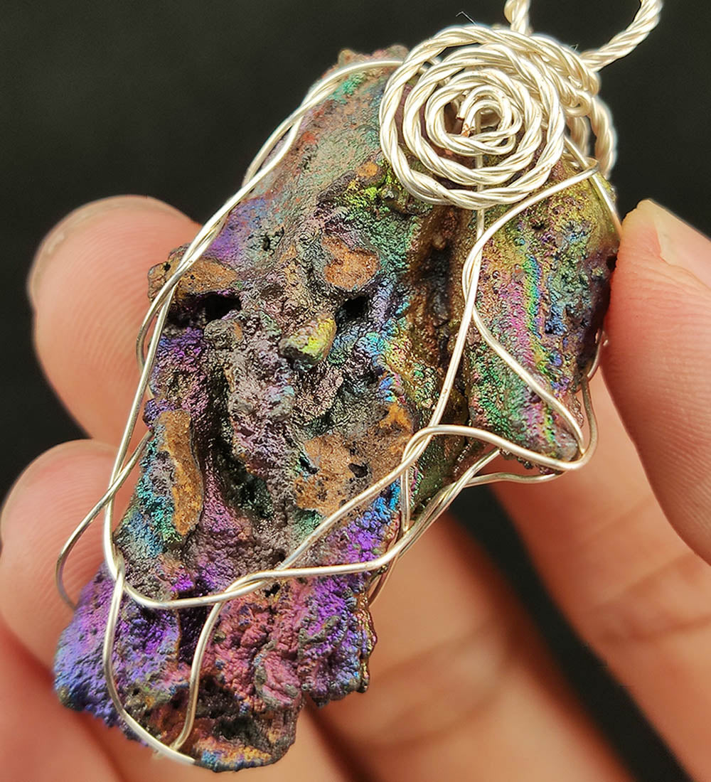 | Goethite Pendant Copper Wire Wrapped Gemstone Pendant | COLOUR: Gold, Blue, Green, Pink, Purple | 100% natural color |