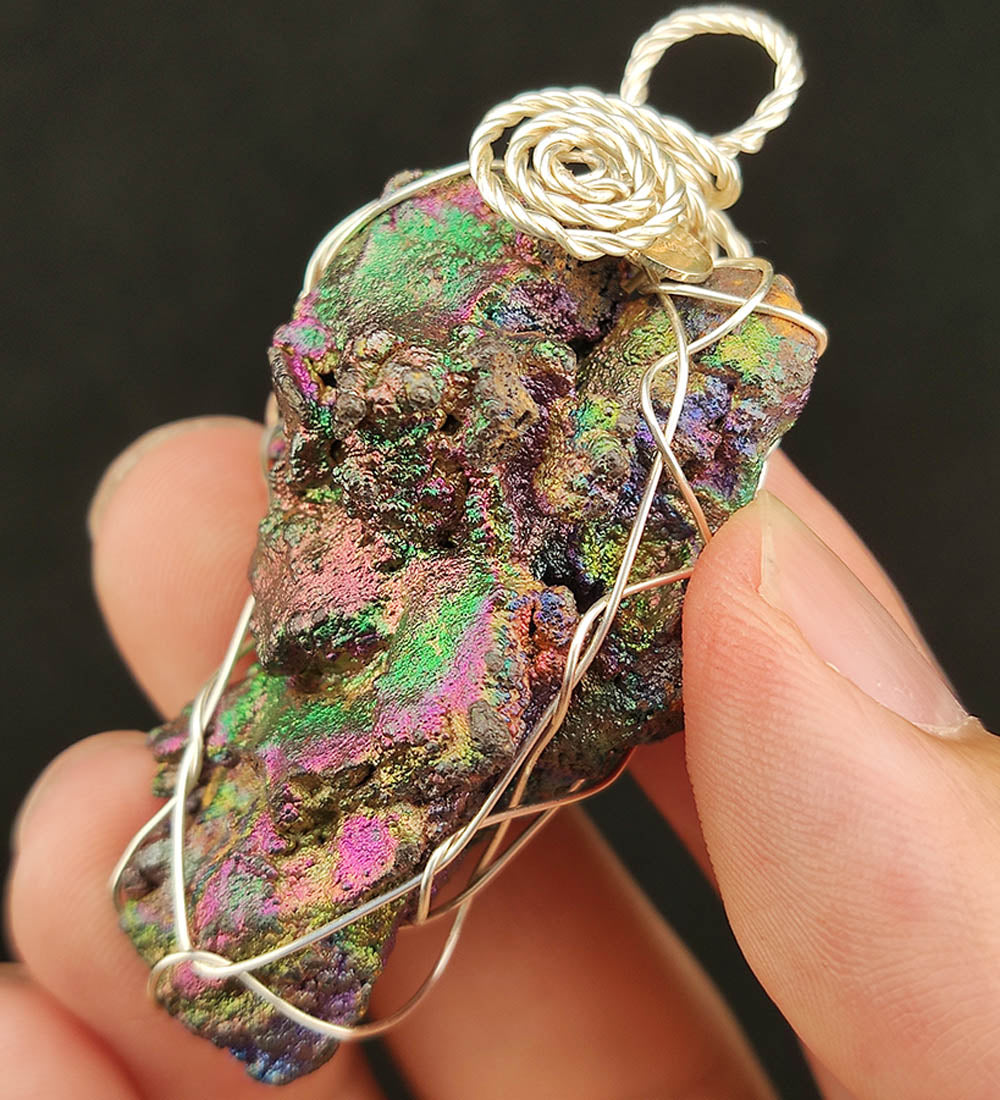 | Goethite Pendant Copper Wire Wrapped Gemstone Pendant | COLOUR: Gold, Blue, Green, Pink, Purple | 100% natural color |