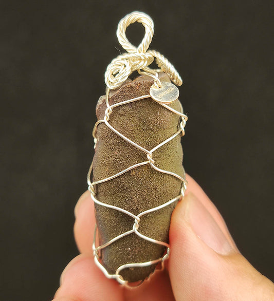 | Goethite Pillar(4cm) | Goethite Pendant Copper Wire Wrapped Gemstone Pendant | COLOUR: Green, Gold, Silver| 100% natural color |