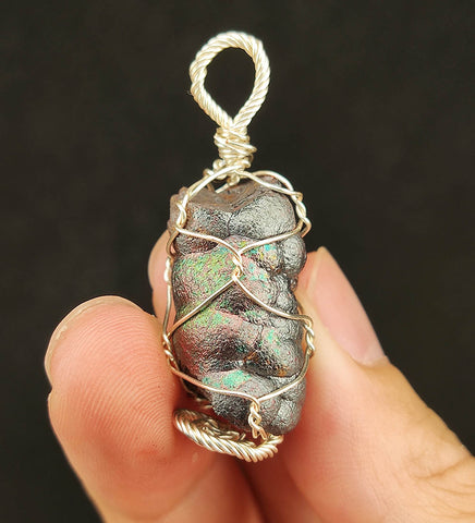 | Goethite Pillar(2cm) | Goethite Pendant Copper Wire Wrapped Gemstone Pendant | COLOUR: Silver, Gold, Green| 100% natural color |