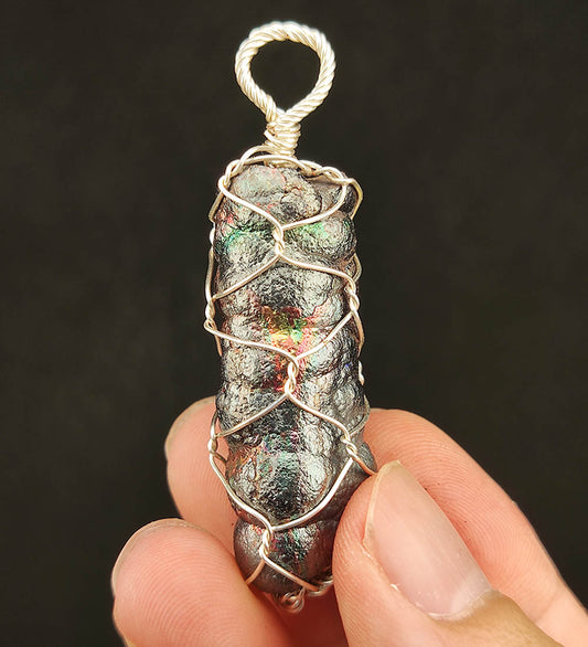 | Goethite Pillar(4cm) | Goethite Pendant Copper Wire Wrapped Gemstone Pendant | COLOUR: Silver, Pink, Green| 100% natural color |