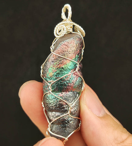 | Goethite Pillar(5cm) | Goethite Pendant Copper Wire Wrapped Gemstone Pendant | COLOUR: Rainbow| 100% natural color |