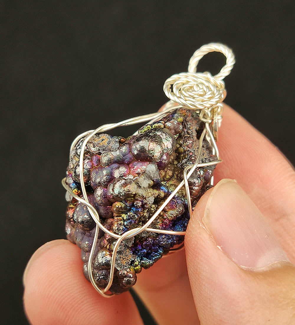 | Goethite Pendant Copper Wire Wrapped Gemstone Pendant | COLOUR: Blue, Purple, Pink, Gold | 100% natural color |