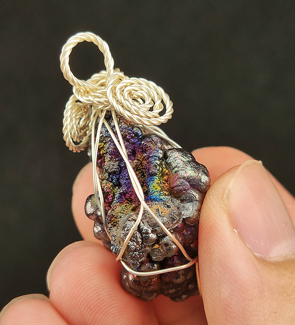 | Goethite Pendant Copper Wire Wrapped Gemstone Pendant | COLOUR: Blue, Purple, Pink, Gold | 100% natural color |