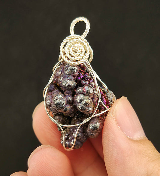 | Goethite Pendant Copper Wire Wrapped Gemstone Pendant | COLOUR: Blue, Purple, Pink, Gold | 100% natural color |