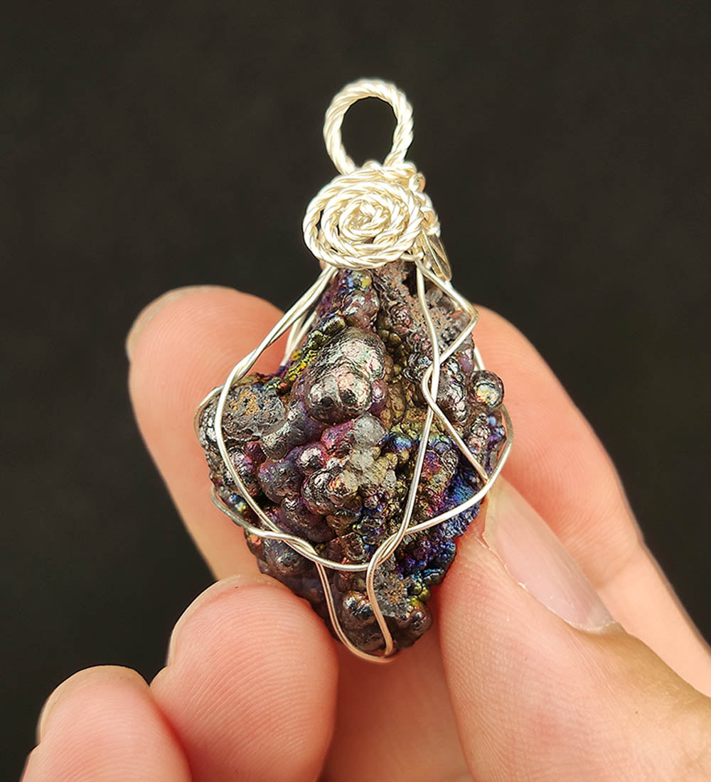 | Goethite Pendant Copper Wire Wrapped Gemstone Pendant | COLOUR: Blue, Purple, Pink, Gold | 100% natural color |