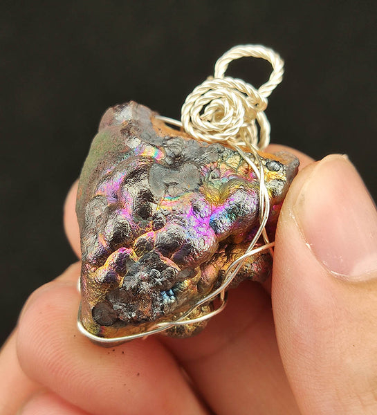 | Goethite Pendant Copper Wire Wrapped Gemstone Pendant | COLOUR: Red, Silver, Gold, Purple, Blue | 100% natural color |