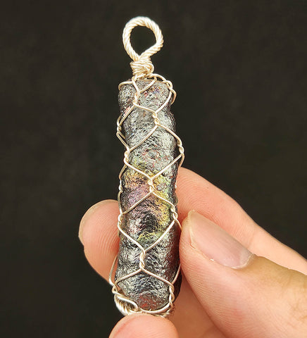 | Goethite Pillar(6cm) | Goethite Pendant Copper Wire Wrapped Gemstone Pendant | COLOUR: Silver, Pink, Gold | 100% natural color |