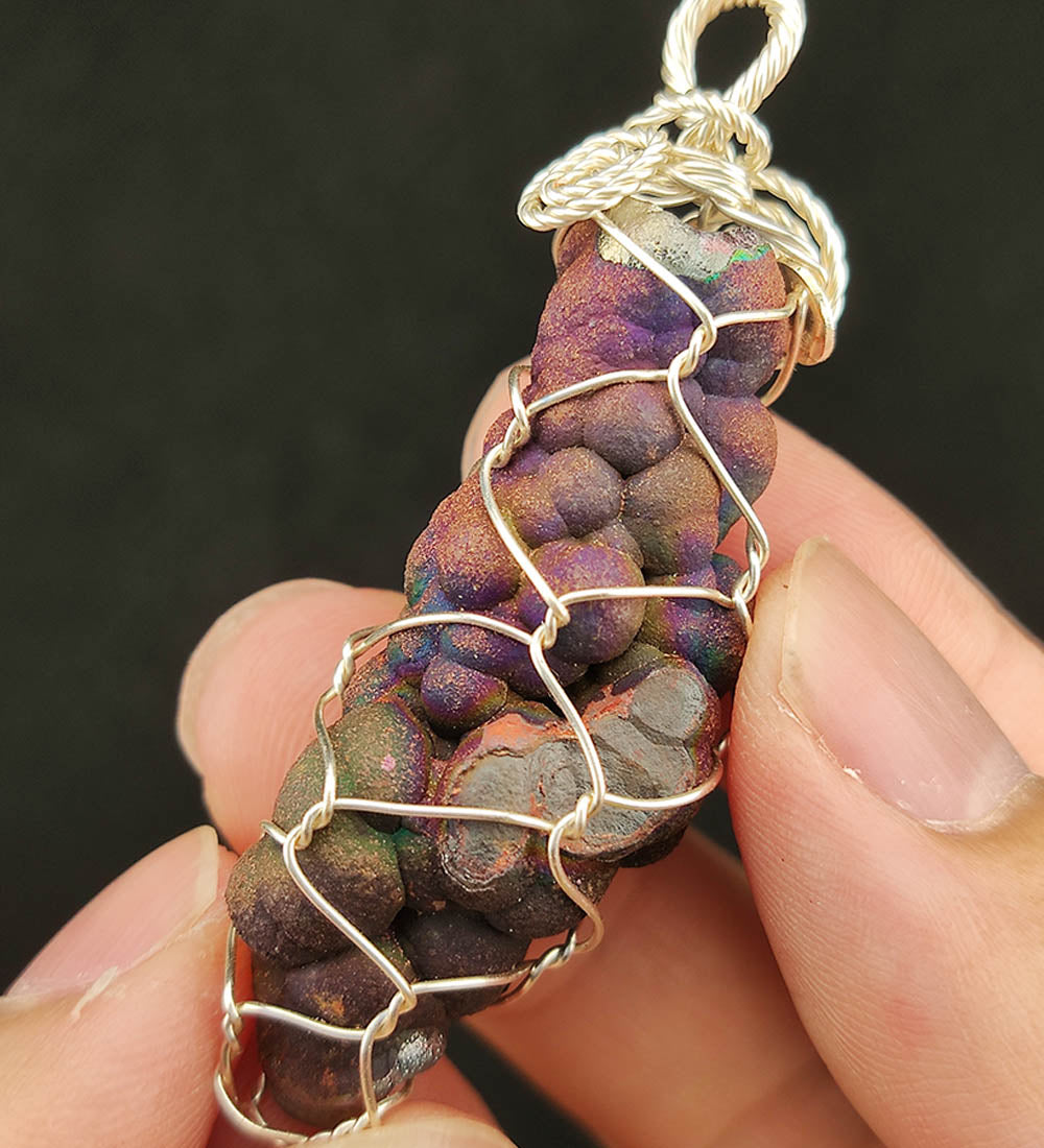| Goethite Pillar(4cm) | Goethite Pendant Copper Wire Wrapped Gemstone Pendant | COLOUR: Purple | 100% natural color |