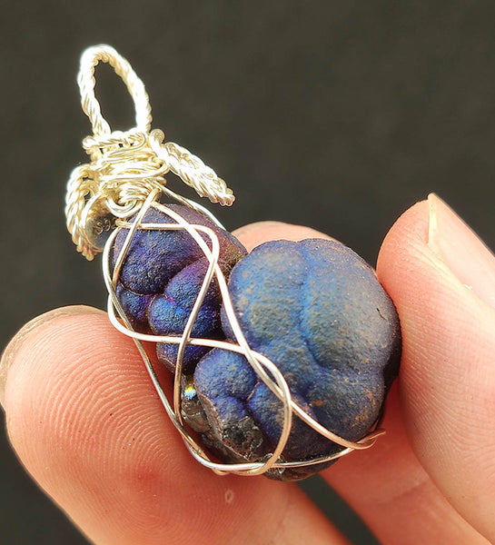 | Goethite Pendant Copper Wire Wrapped Gemstone Pendant | COLOUR: Blue, Purple | 100% natural color |