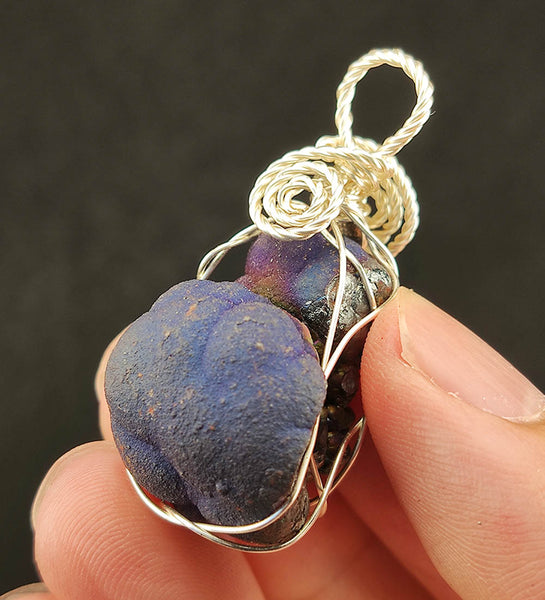 | Goethite Pendant Copper Wire Wrapped Gemstone Pendant | COLOUR: Blue, Purple | 100% natural color |