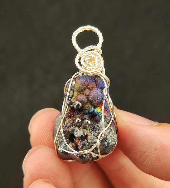 | Goethite Pendant Copper Wire Wrapped Gemstone Pendant | COLOUR: Blue, Purple | 100% natural color |