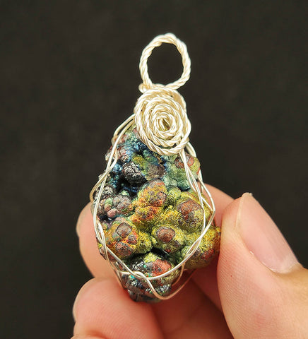 | Goethite Pendant Copper Wire Wrapped Gemstone Pendant | COLOUR: Gold, Blue | 100% natural color |