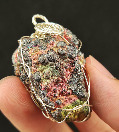 | Goethite Pendant Copper Wire Wrapped Gemstone Pendant | COLOUR: Gold, Pink, Orange | 100% natural color |