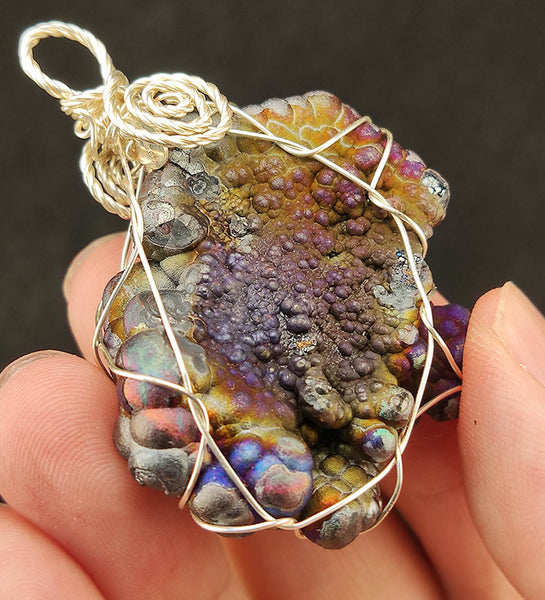 | Goethite Pendant Copper Wire Wrapped Gemstone Pendant | COLOUR: Purple, Blue, Silver | 100% natural color |